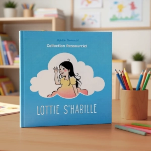 Découvrez la 1ere de couverture de l'album pédagogique "Lottie s'habille"